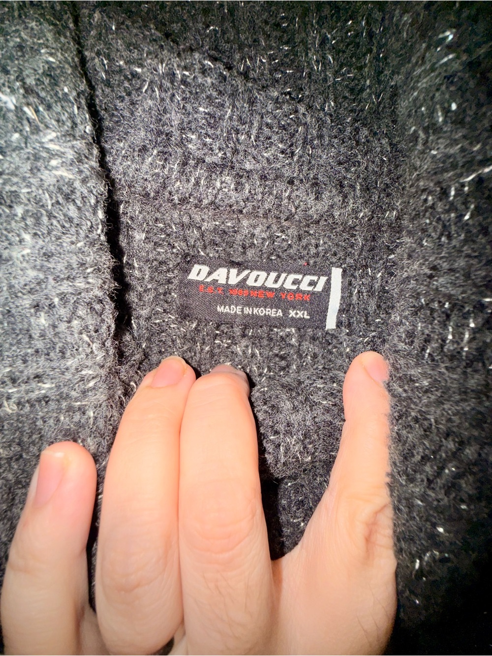 Davoucci Sparkly Charcoal Cable Knit Turtleneck Sweater - Timeless Comfort - Picture 2 of 5